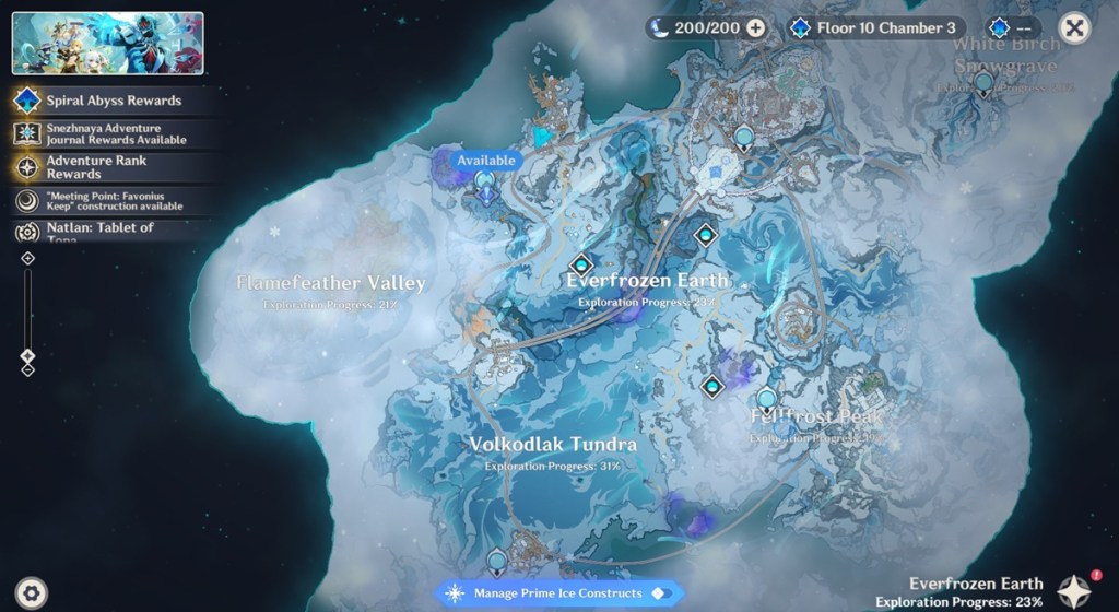 Genshin Impact Snezhnaya Map