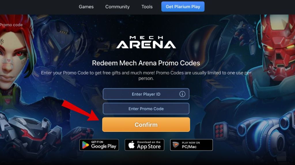 Mech Arena Code Redemption Website