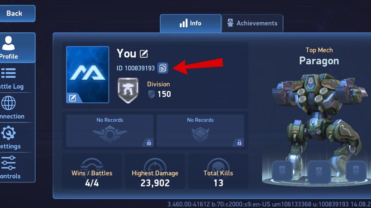 Mech Arena Player ID