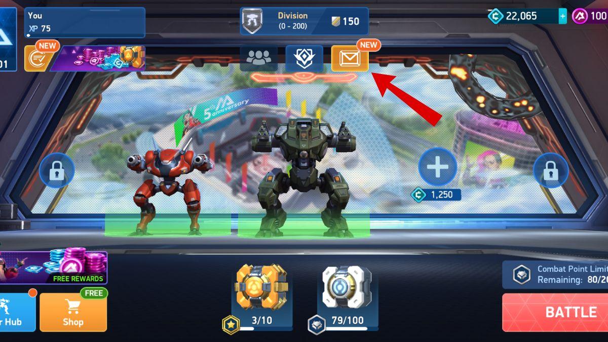 Mech Arena homescreen menu