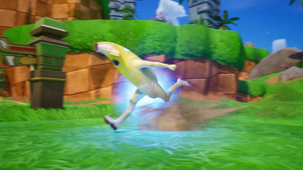 Peely using Sonic speed boost item in Fortnite trailer