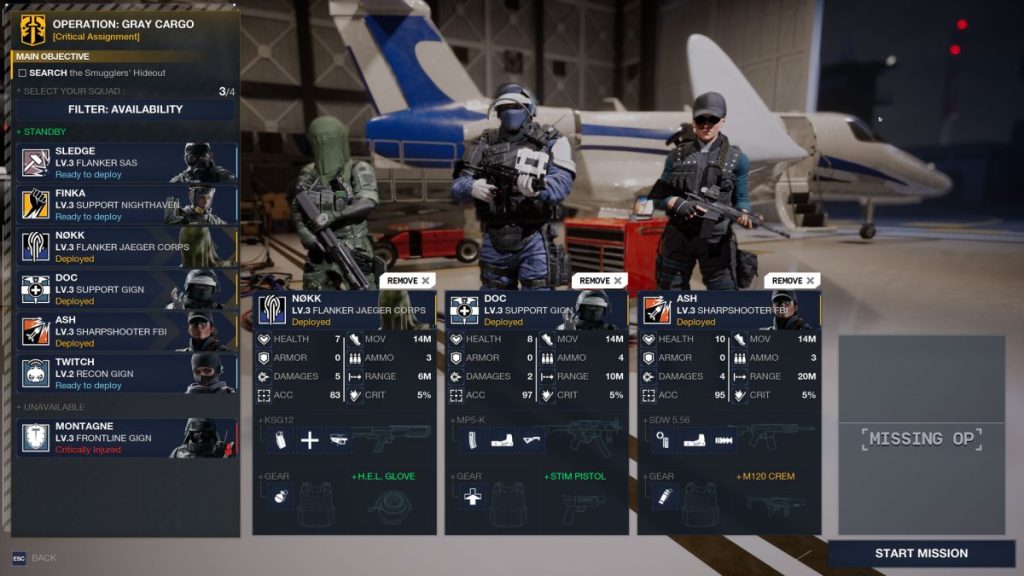 Rainbow 6 Tactics Operator selection