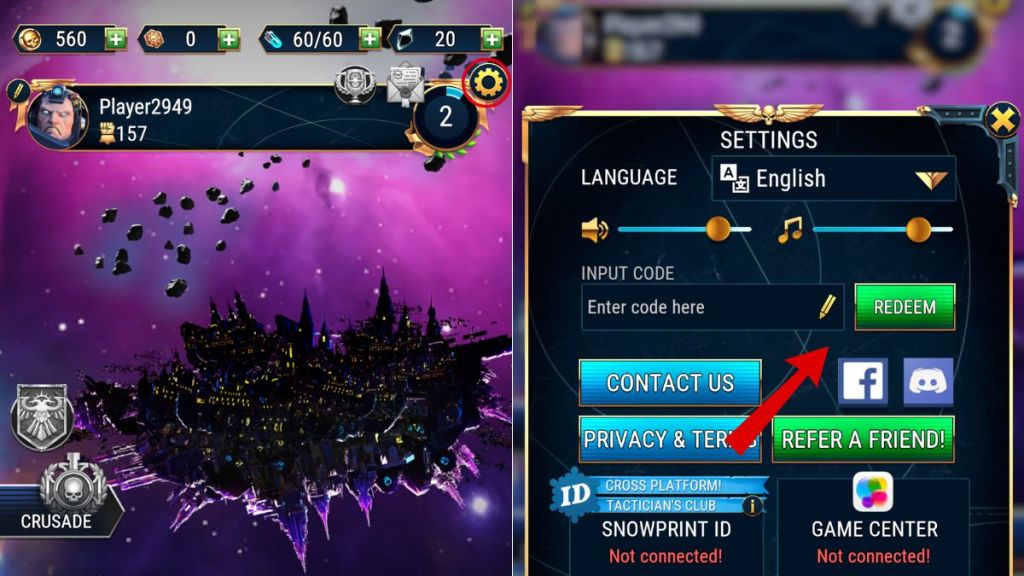 Redeeming Warhammer Tacticus Codes in-game