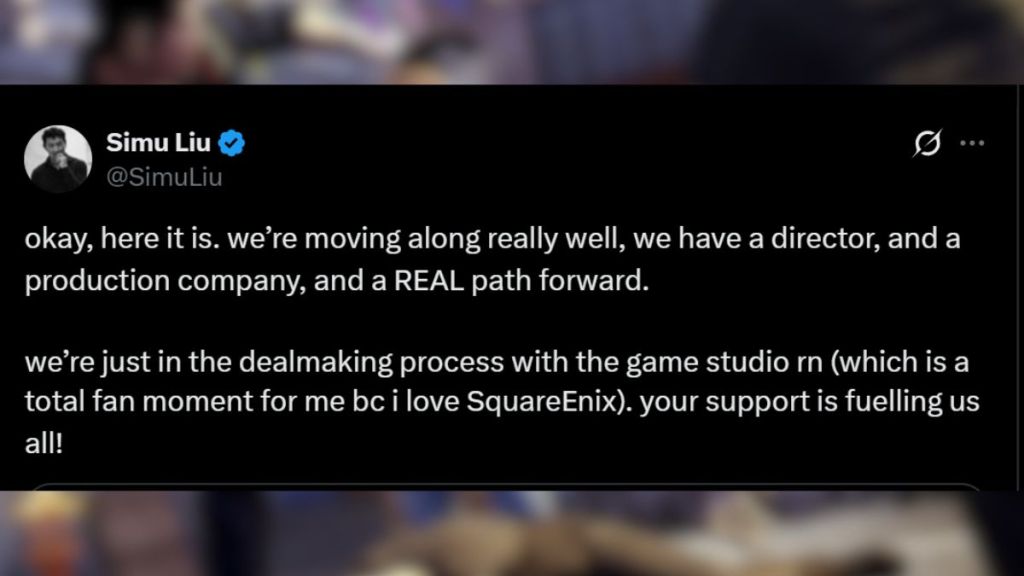Simu Liu X post on confirming Sleeping Dogs Adaptation hacing a real path