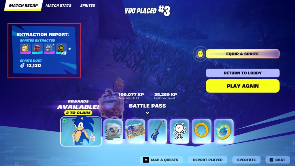 Sprite Dust from Extraction in Fortnite