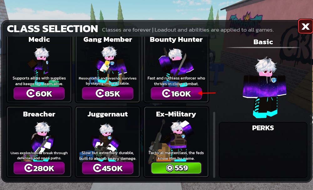 Unlock Classes option in Runaways