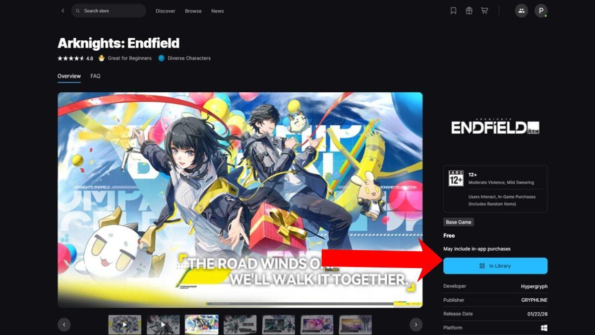 Arknights Endfield on Epic games Store
