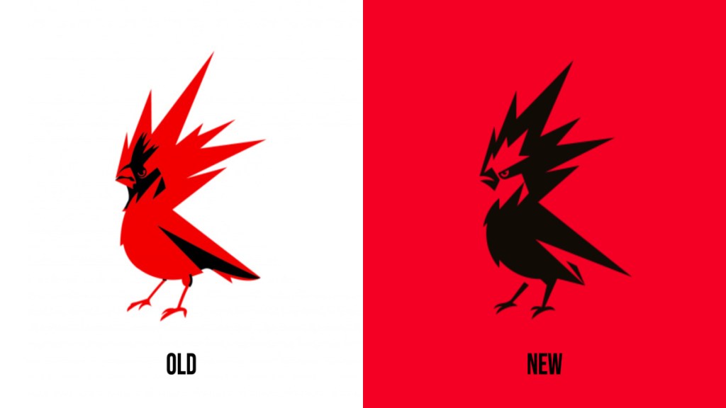 CD Projekt Red's upgraded logo with a "before" and "after" comparison.