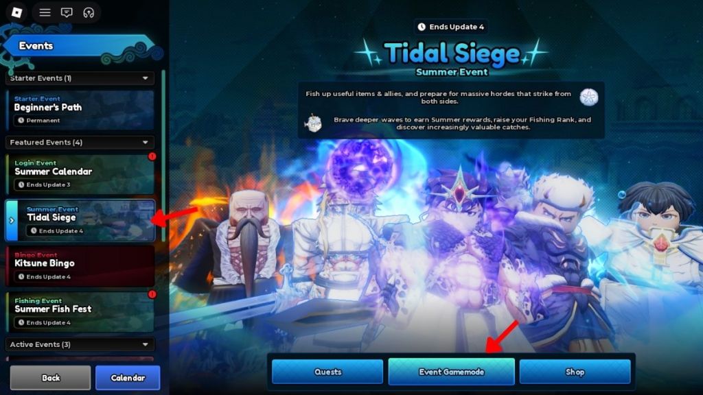 click on the event page to access the tidal siege event