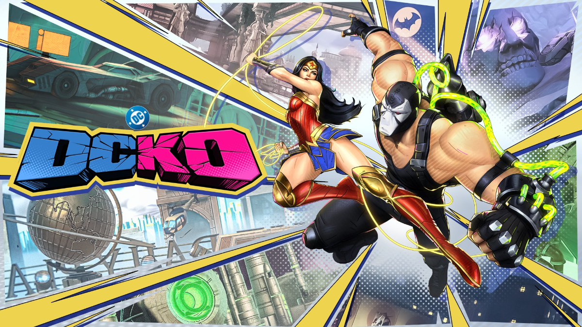 DCKO's official promotional image featuring Wonder Woman and Bane on the cover.