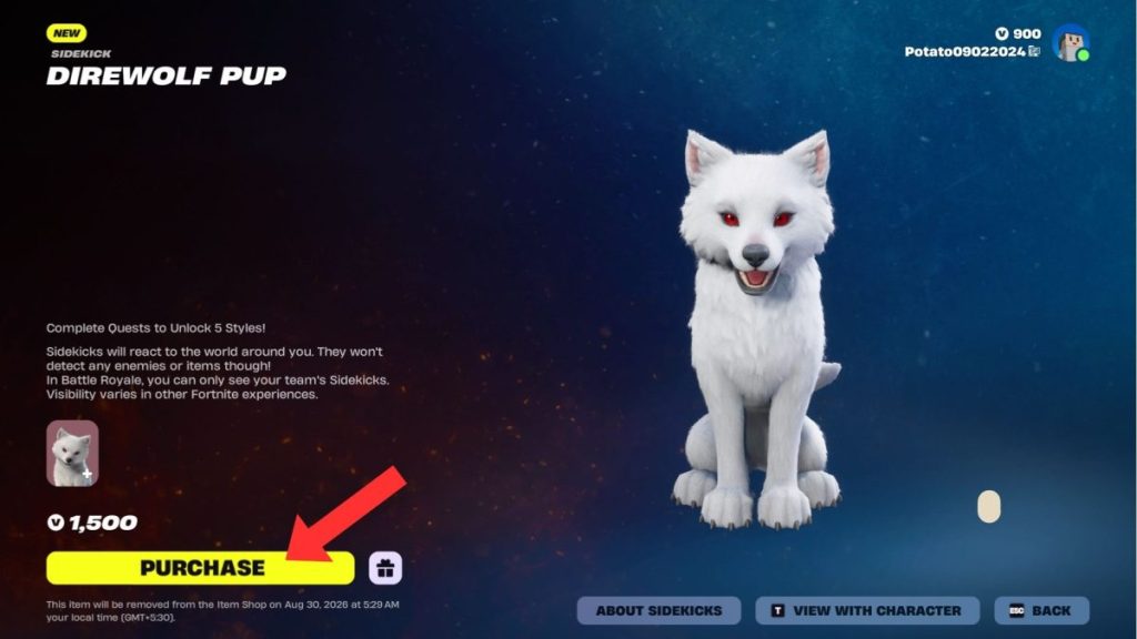 Fortnite Direwolf Pup Sidekick Item Shop