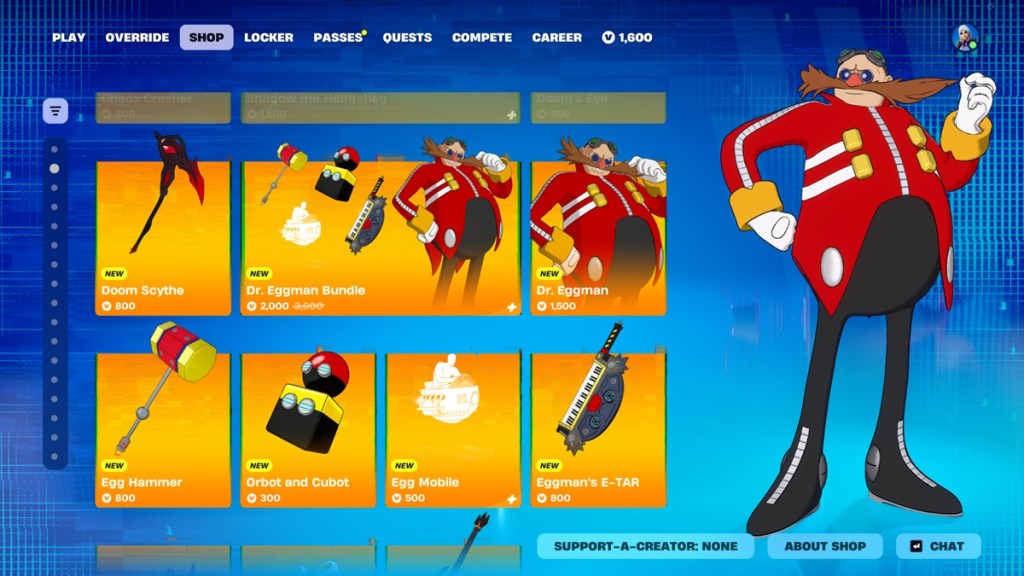 Doctor Eggman skin in Fortnite Item Shop