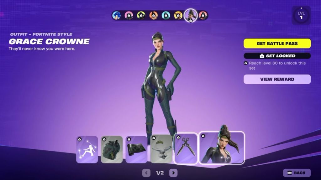 Fortnite Grace Crowne Set in Override Battle Pass