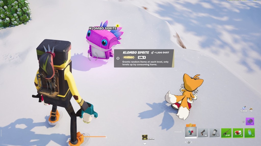Klombo Sprite in Fortnite in snowy region