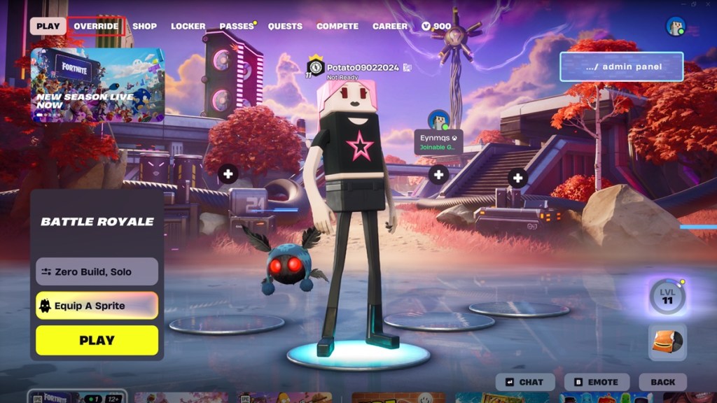 Fortnite Override Main Lobby