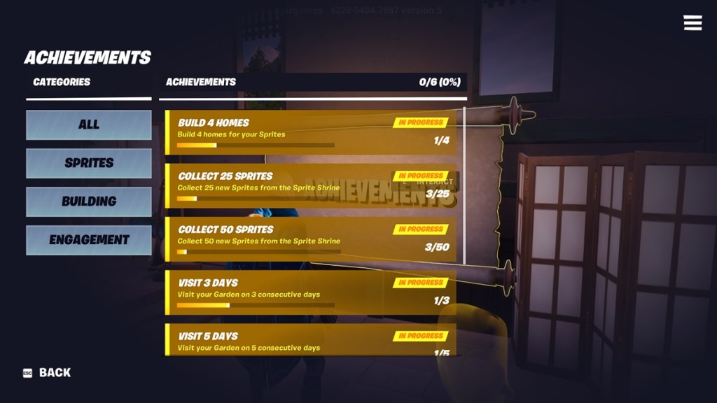 All achievements in Fortnite Sprite Garden