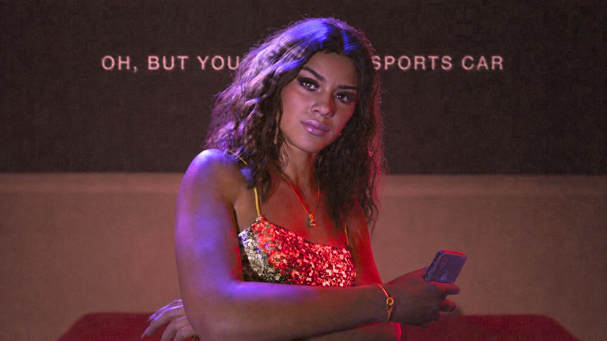 Lucia from GTA 6 in front of Sports Car lyrics