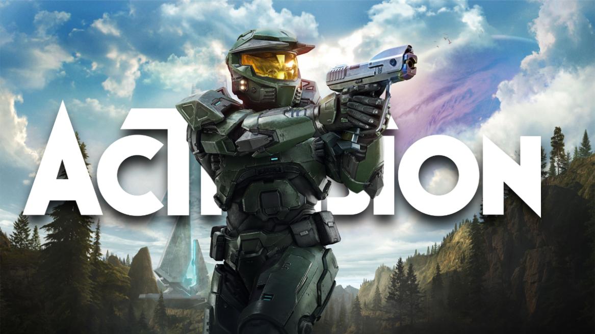 Halo: Campaign Evolved poster with Master Chief holding a gun and the Activision logo in the background.