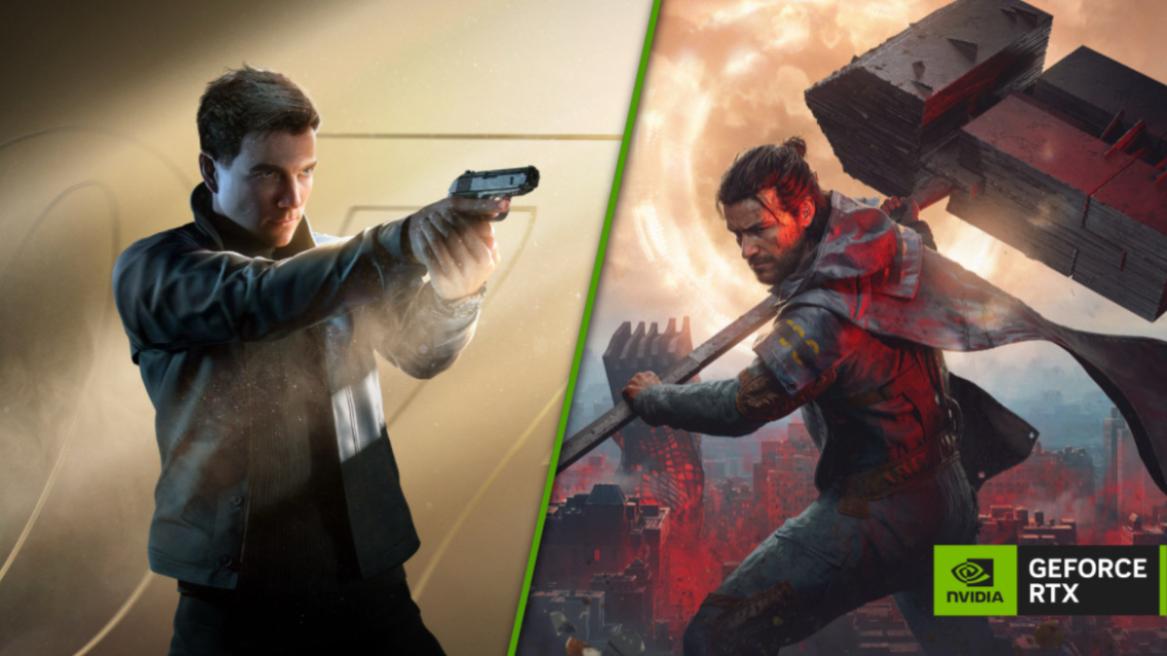 007 First Light cover (left), Control: Resonant cover (right), with the GeForce RTX branding.