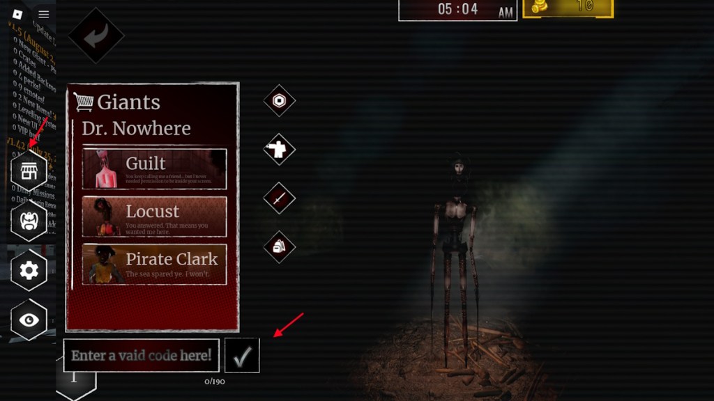 redeem lurking giants codes in roblox