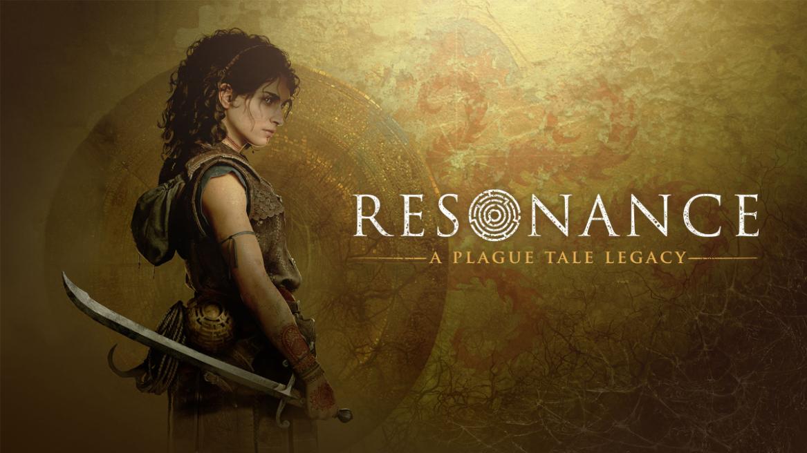 Resonance: A Plague Tale Legacy promo image featuring Sophia on a golden background.