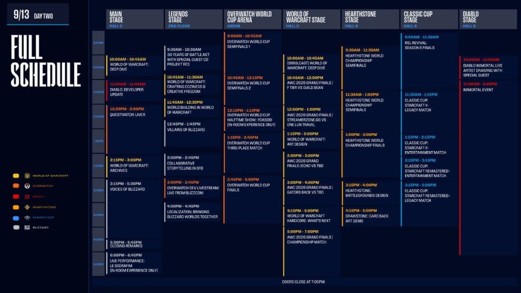 BlizzCon 2026 Schedule