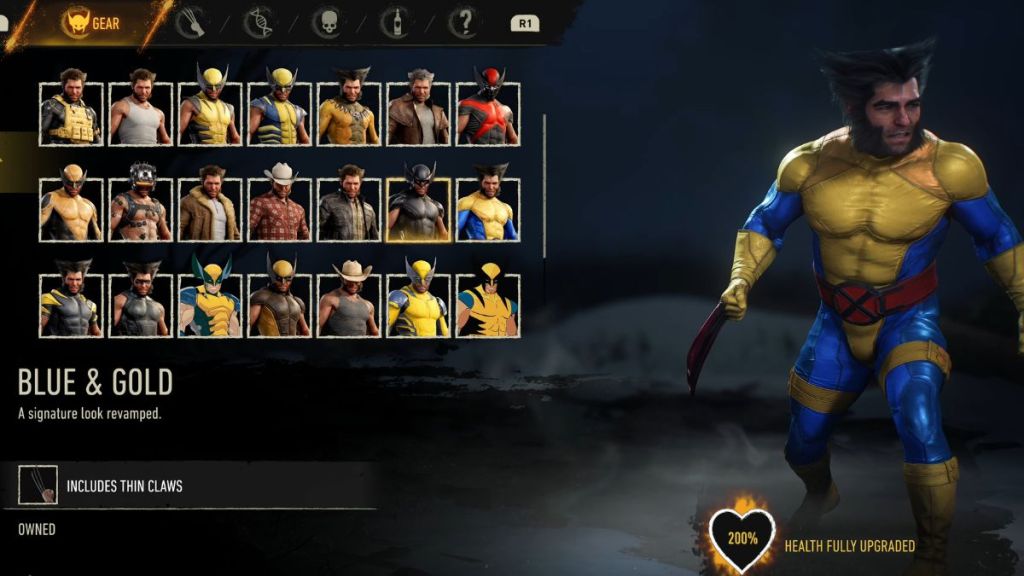 Blue and Gold suit in Marvel's Wolverine