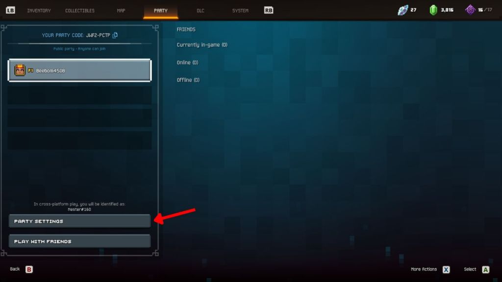 Change Party settings for online multiplayer in Minecraft Dungeons 2