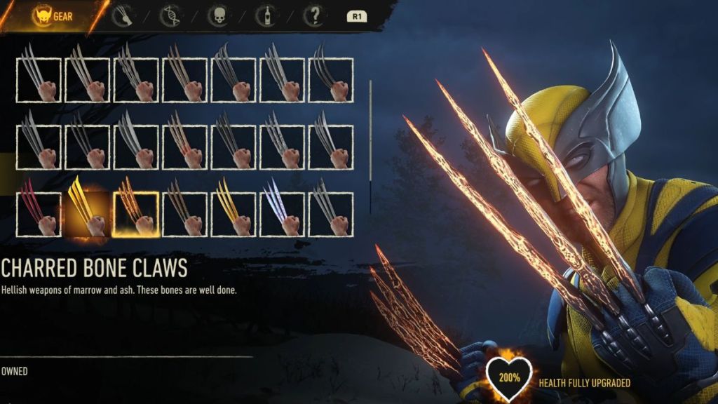 Charred Bone claws in Marvel's Wolverine