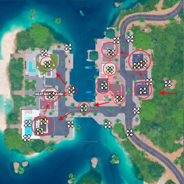 Cheat Code Sprite loot path in Heatwave Harbor POI in Fortnite