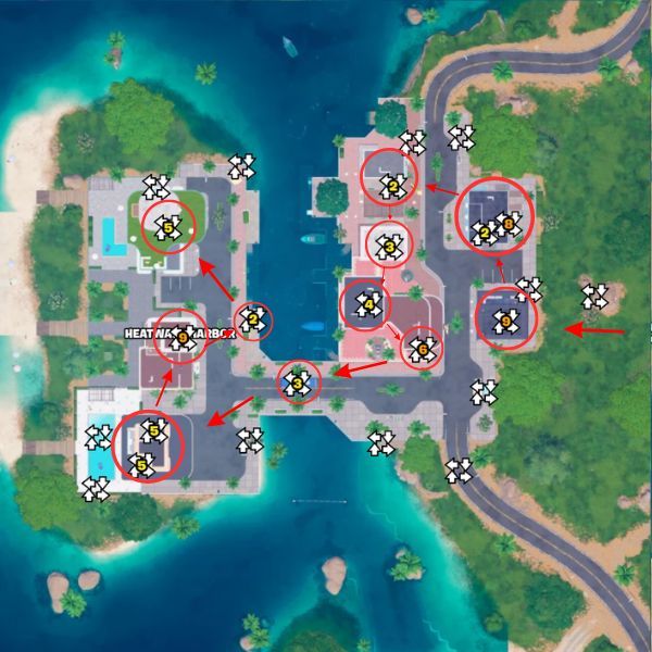 Cheat Code Sprite loot path in Heatwave Harbor POI in Fortnite