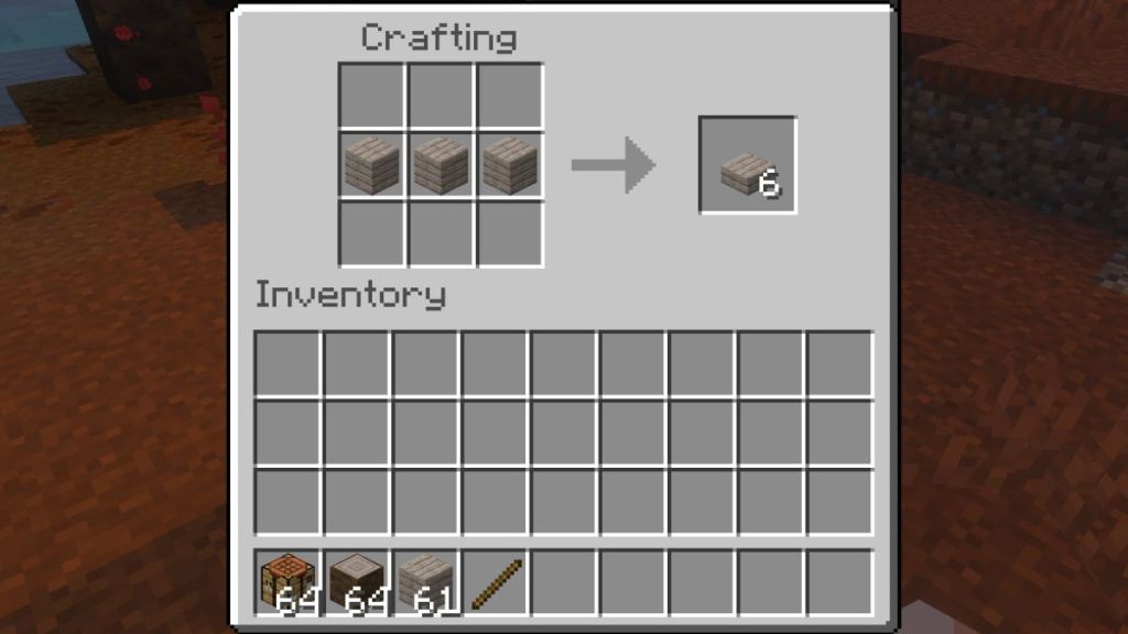 Craft Poplar wood slabs in Minecraft