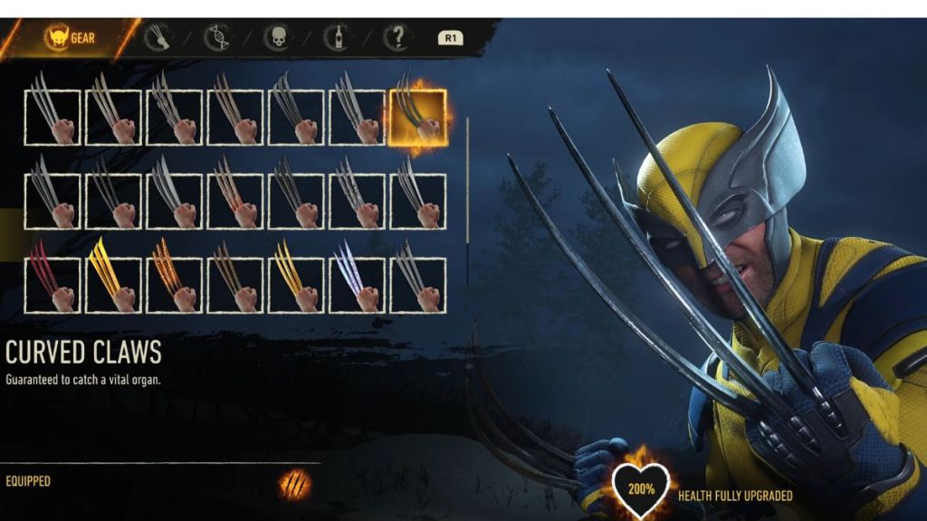 Curved claws in Marvel's Wolverine