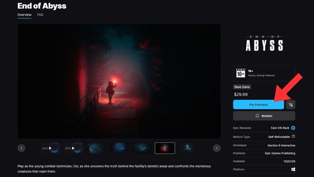 End of Abyss in Epic Games Store