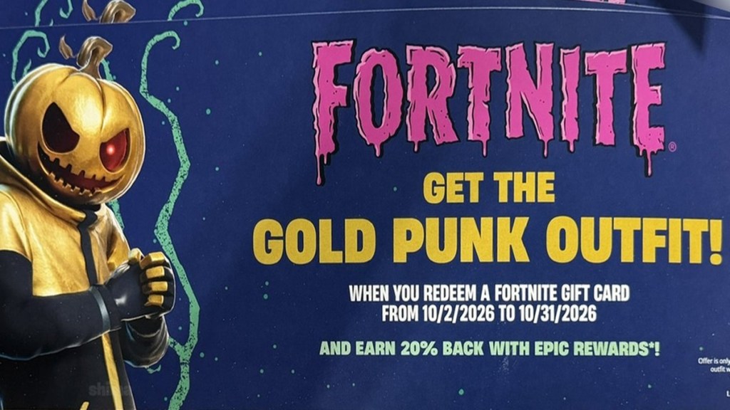 Epic Games advertising Gold Punk skin for Fortnitemares