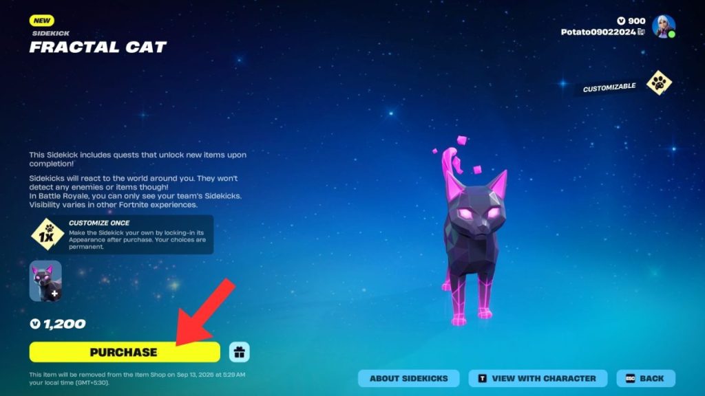 Fractal Cat Sidekick in Fortnite Item Shop