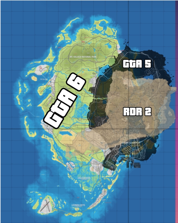 GTA 6 map vs GTA 5 map vs RDR 2 map