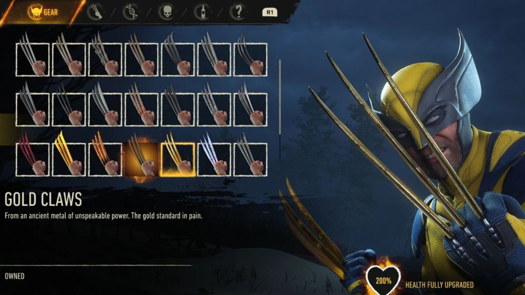 Gold claws in Marvel's Wolverine