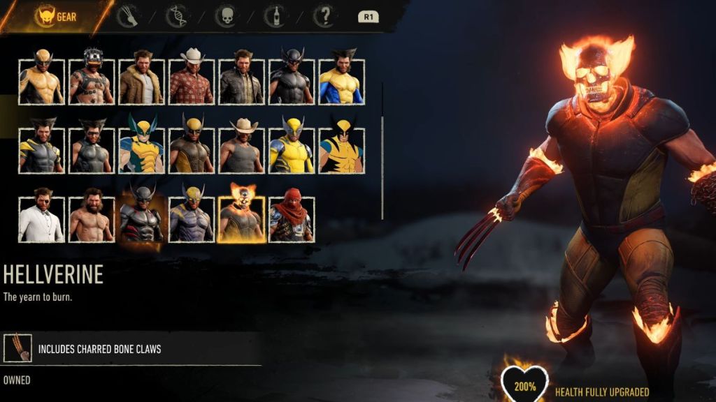 Hellverine suit in Marvel's Wolverine