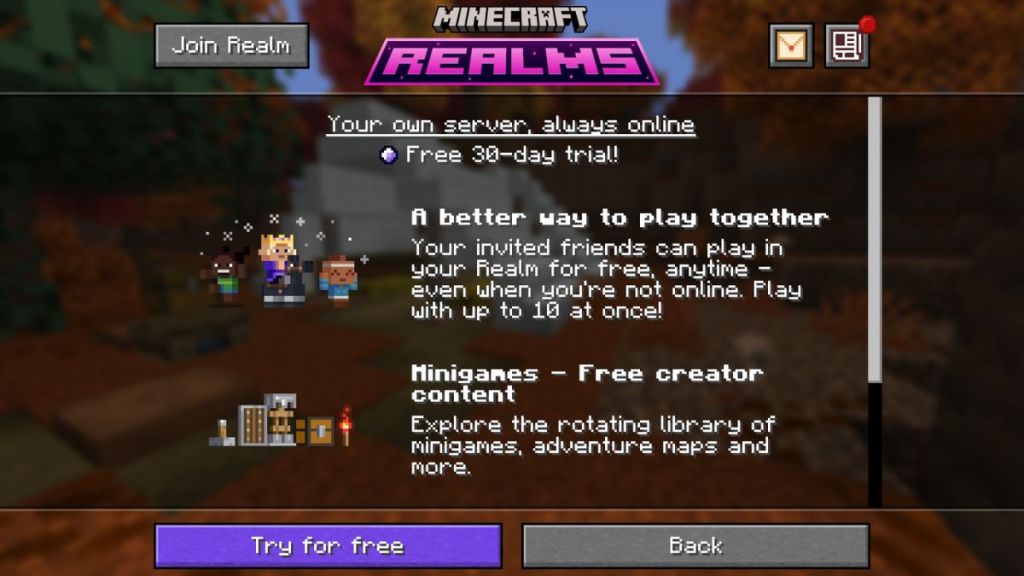 Join Minecraft Realms