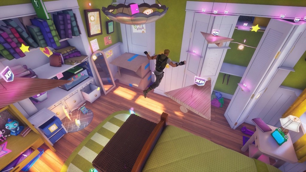 Jonesy jumping in Bonnie's room in The Great Toy Rescue UEFN Fortnite map