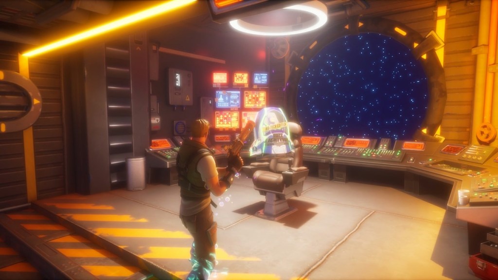 Jonesy looking at object in Fornite The Great Toy Rescue UEFN map