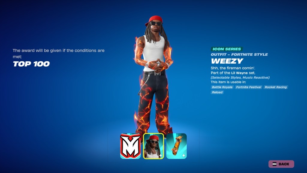 Lil Wayne Weezy skin in Fortnite