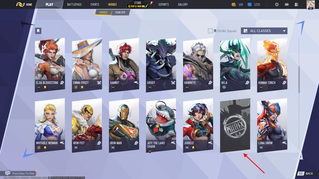 Loki disabled in hero gallery in Marvel Rivals