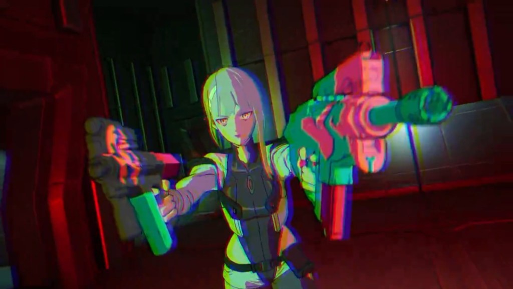 Lucy using Rebecca's Guns in Fortnite