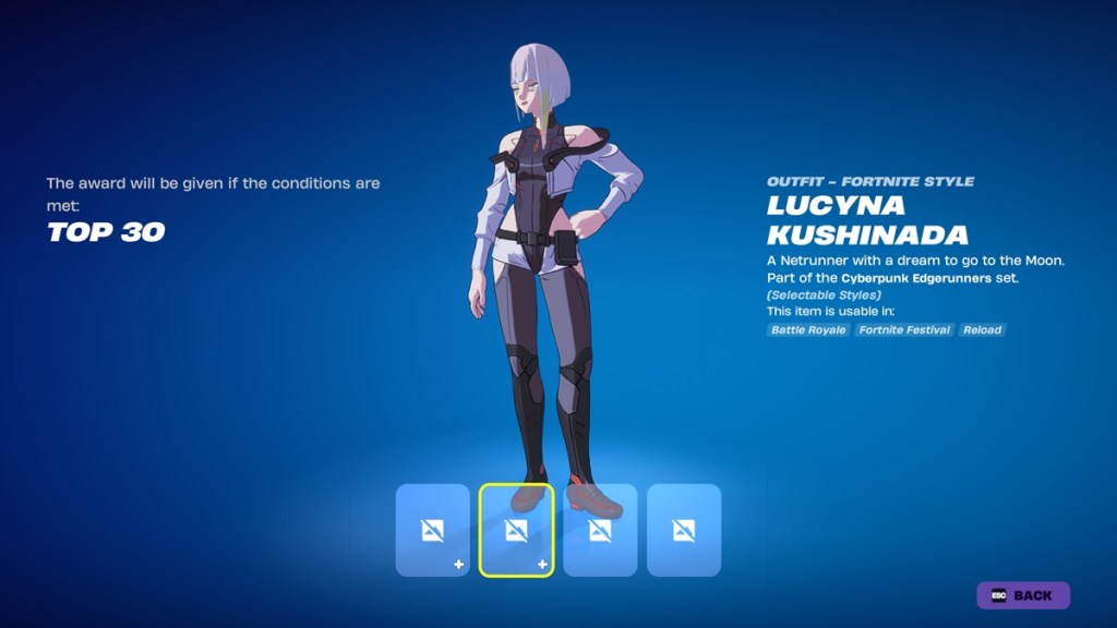 Lucyna Kushinada skin prize from Cyberpunk Edgerunners Cup