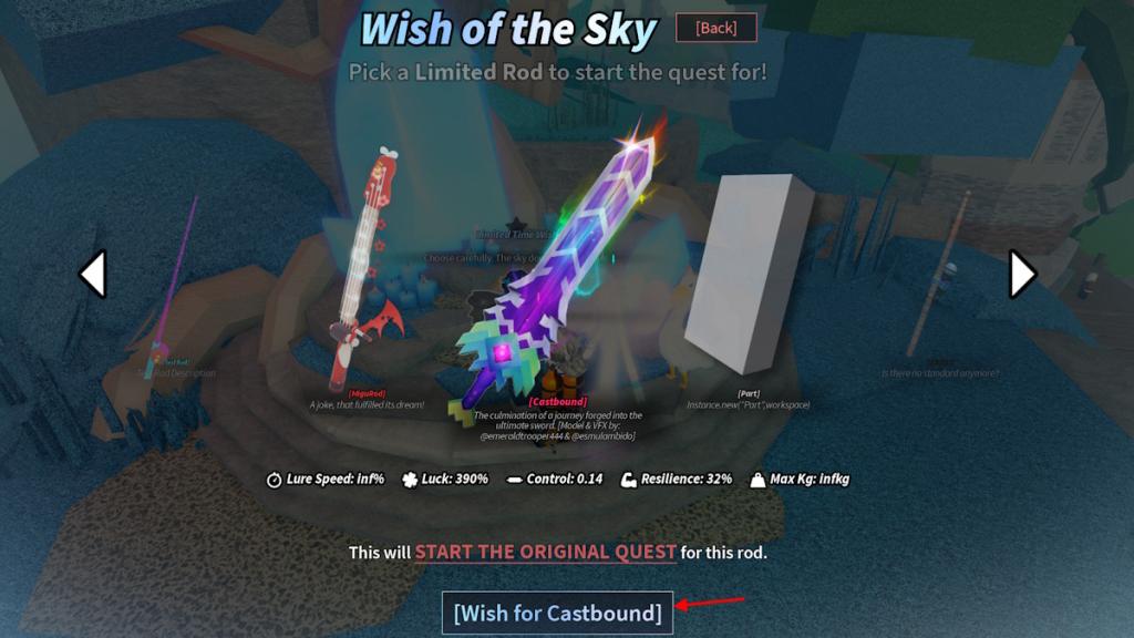 Make wish and start quest in Fisch Skycrest update