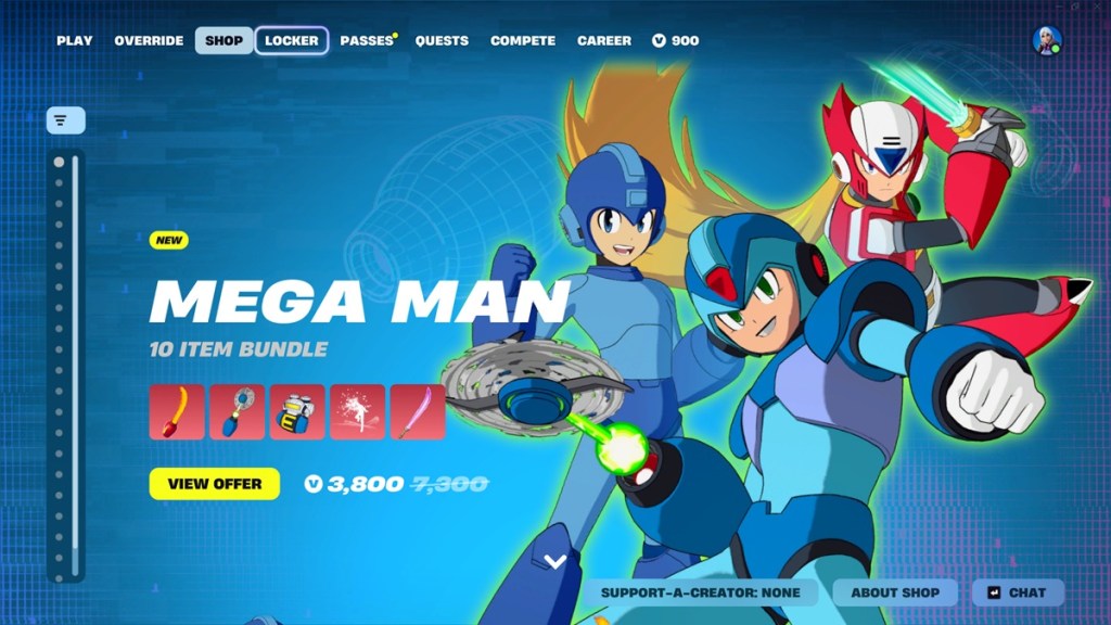 Mega Man skins in the Fortnite Item Shop