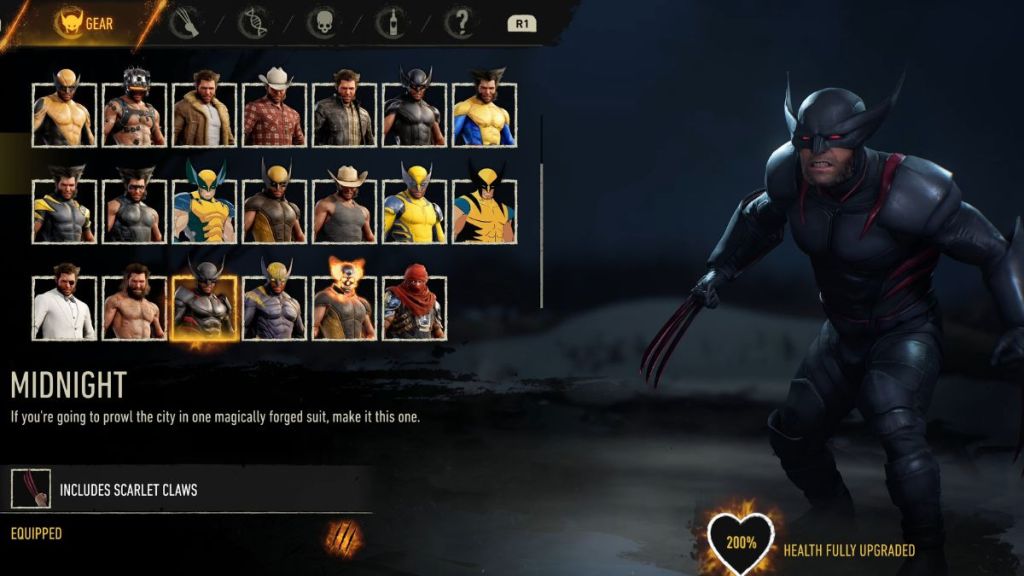 Midnight suit in Marvel's Wolverine