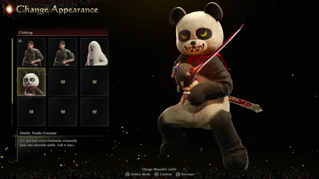 Musashi's Panda costume in Onimusha Way of the Sword